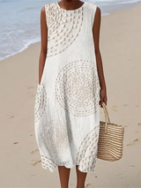 Maelle | Robe Longue Sans Manches à Motif Texturé
