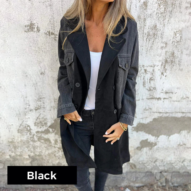Convent & Co | Mid-length trench coat with denim jean stitching
