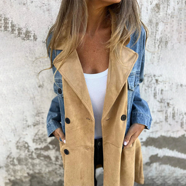 Convent & Co | Mid-length trench coat with denim jean stitching