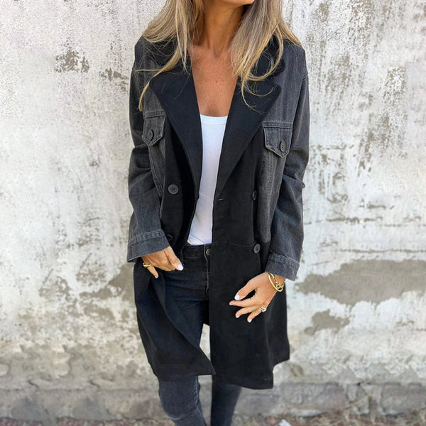 Convent & Co | Mid-length trench coat with denim jean stitching