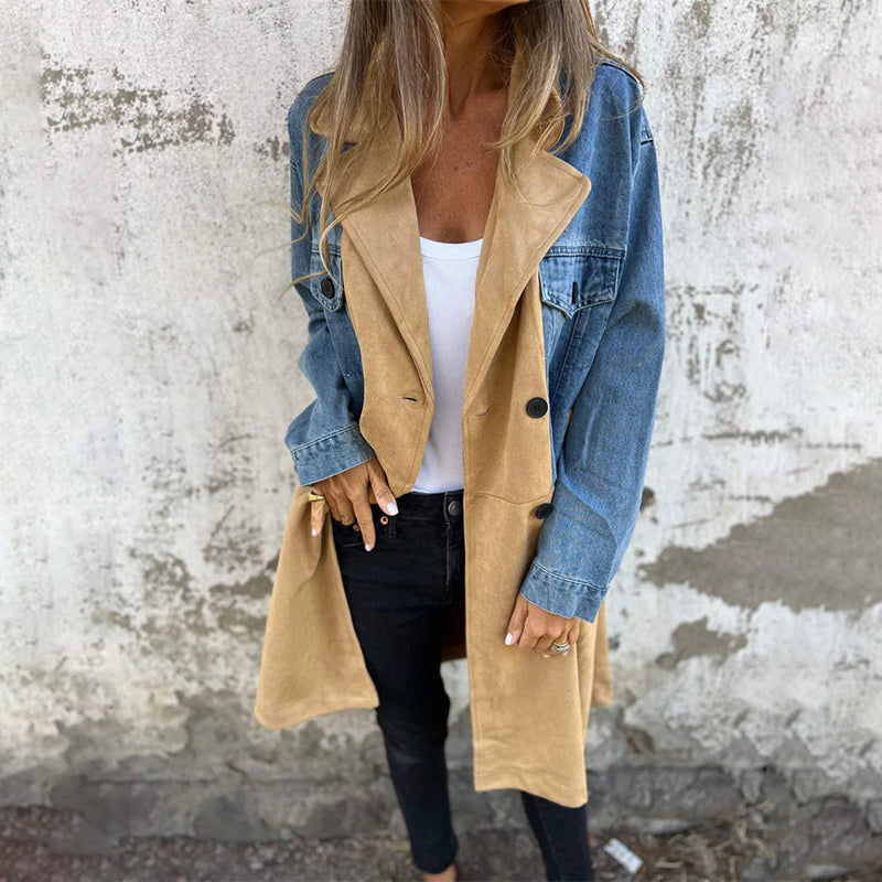 Convent & Co | Mid-length trench coat with denim jean stitching