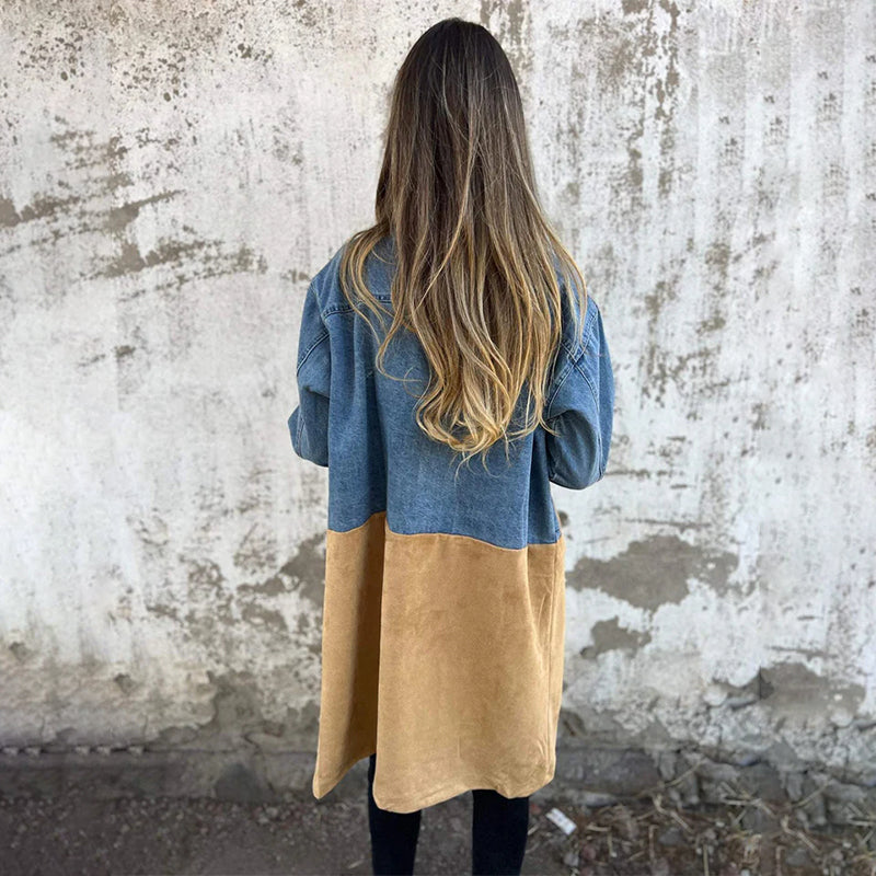 Convent & Co | Mid-length trench coat with denim jean stitching