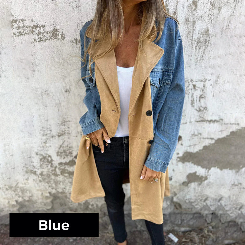 Convent & Co | Mid-length trench coat with denim jean stitching