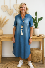 Sofia™ | Denim dress with V-neck