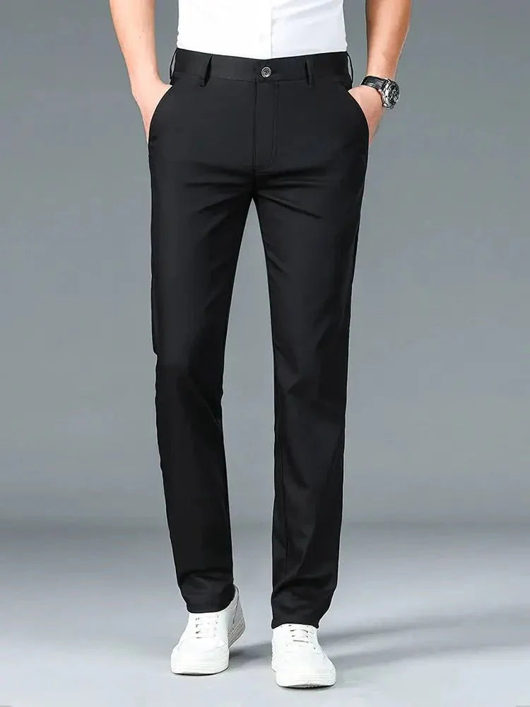 Bamboo Fiber Minimalist Straight Trousers - Covent & Co
