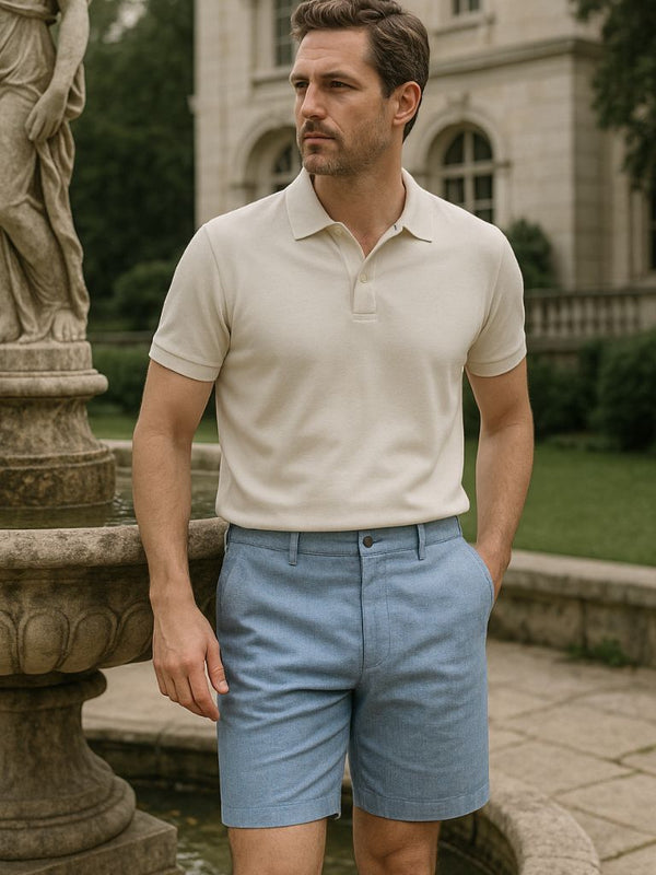 Bleu Horizon Linen Shorts - Covent & Co