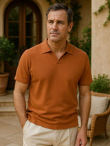 Casual Buttonless Knit Polo Shirt - Covent & Co