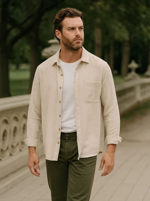 Casual Solid Corduroy Shirt - Covent & Co