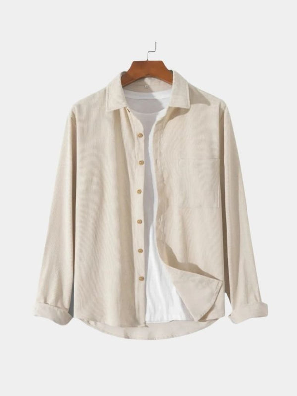 Casual Solid Corduroy Shirt - Covent & Co