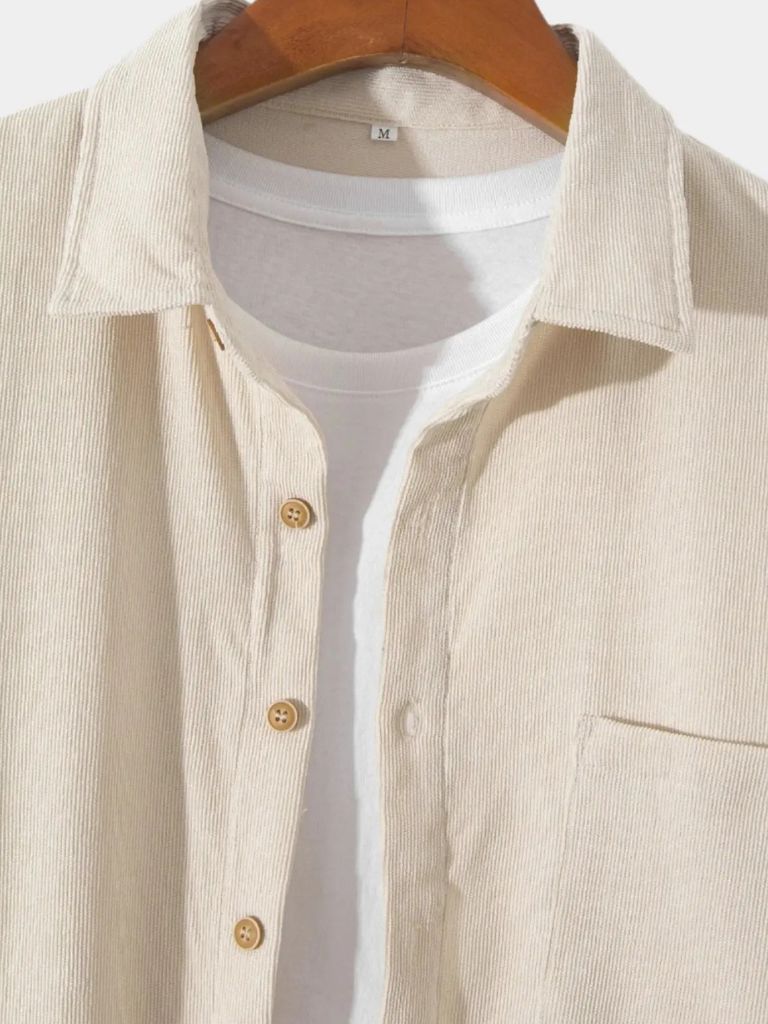 Casual Solid Corduroy Shirt - Covent & Co