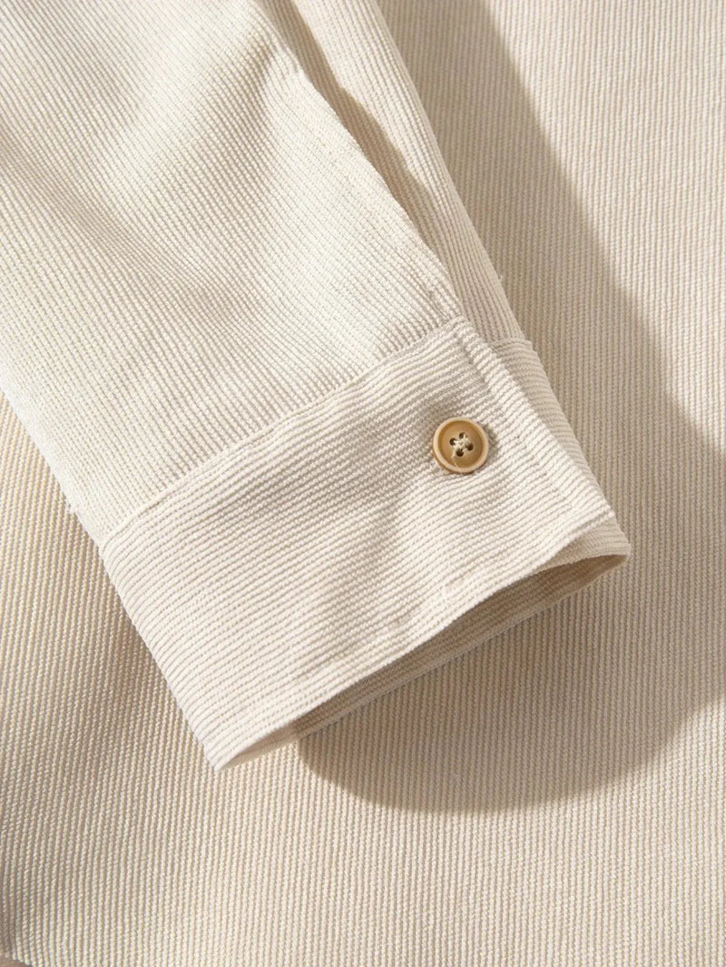 Casual Solid Corduroy Shirt - Covent & Co