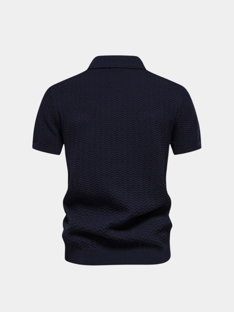 Classic Fit Quarter Zip Business Casual Short Sleeves Polo - Covent & Co