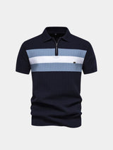 Classic Fit Quarter Zip Business Casual Short Sleeves Polo - Covent & Co