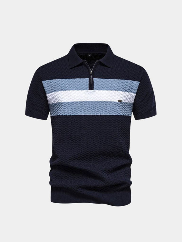 Classic Fit Quarter Zip Business Casual Short Sleeves Polo - Covent & Co