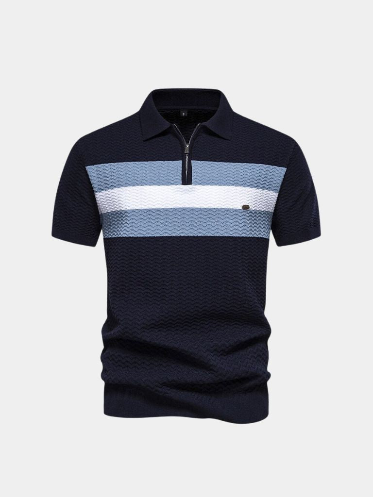 Classic Fit Quarter Zip Business Casual Short Sleeves Polo - Covent & Co