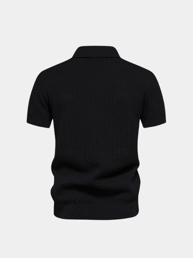 Classic Fit Quarter Zip Business Casual Short Sleeves Polo - Covent & Co