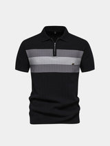 Classic Fit Quarter Zip Business Casual Short Sleeves Polo - Covent & Co
