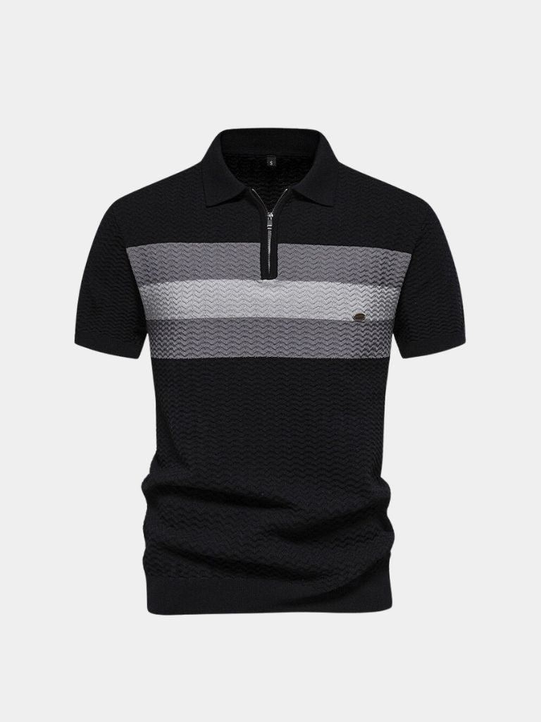 Classic Fit Quarter Zip Business Casual Short Sleeves Polo - Covent & Co