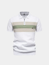 Classic Fit Quarter Zip Business Casual Short Sleeves Polo - Covent & Co