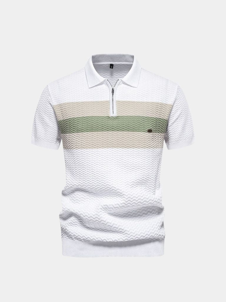 Classic Fit Quarter Zip Business Casual Short Sleeves Polo - Covent & Co