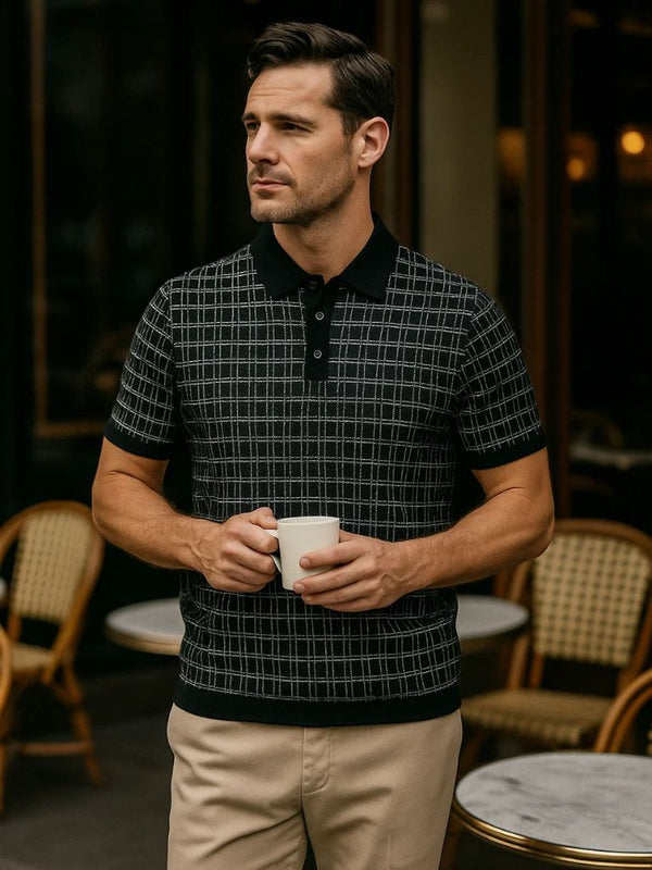 Classic Noir Knit Polo Shirt - Covent & Co