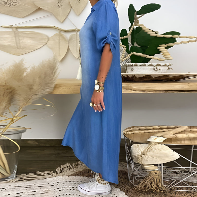 Sofia™ | Denim dress with V-neck