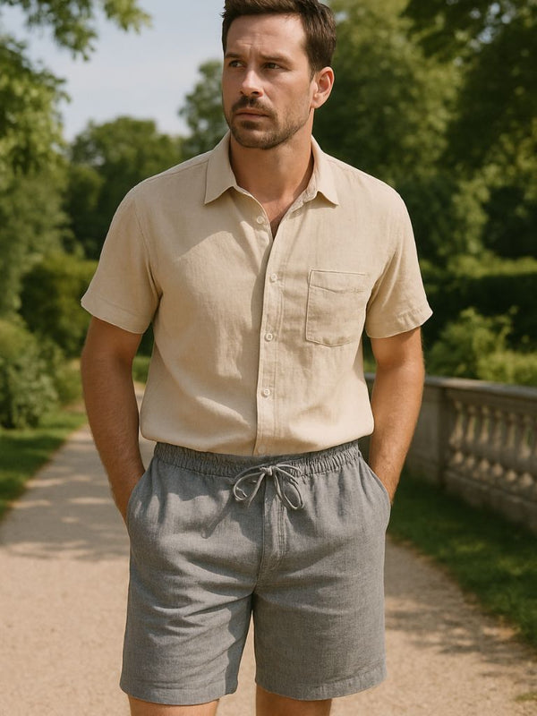 Gris Mariner Linen Shorts - Covent & Co