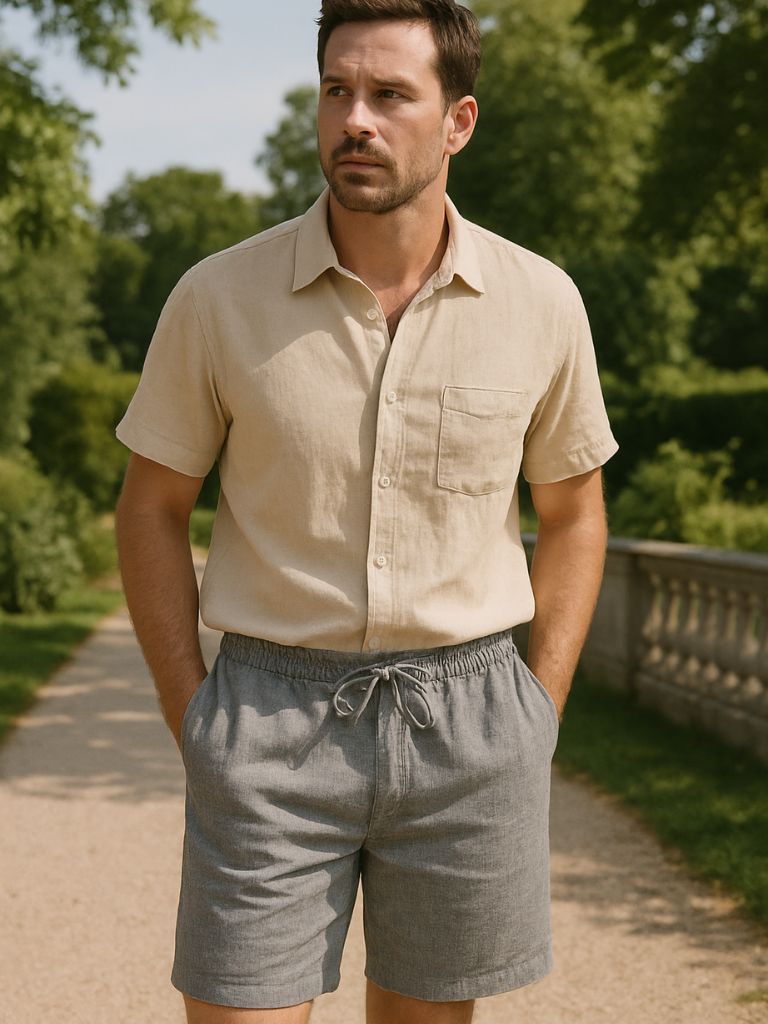 Gris Mariner Linen Shorts - Covent & Co