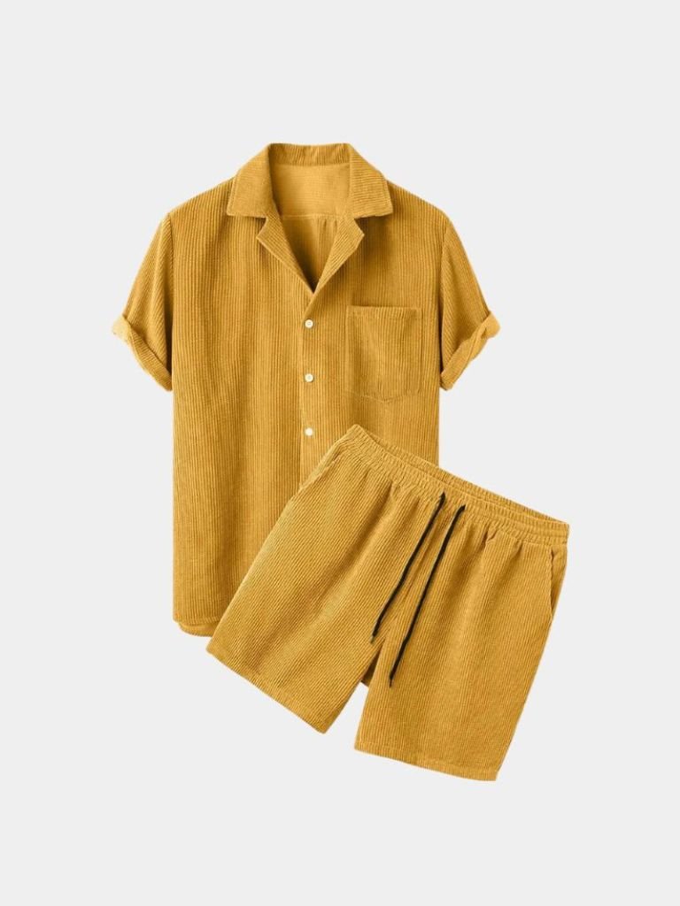 Minimalist Corduroy Set Shorts and Shirt - Covent & Co