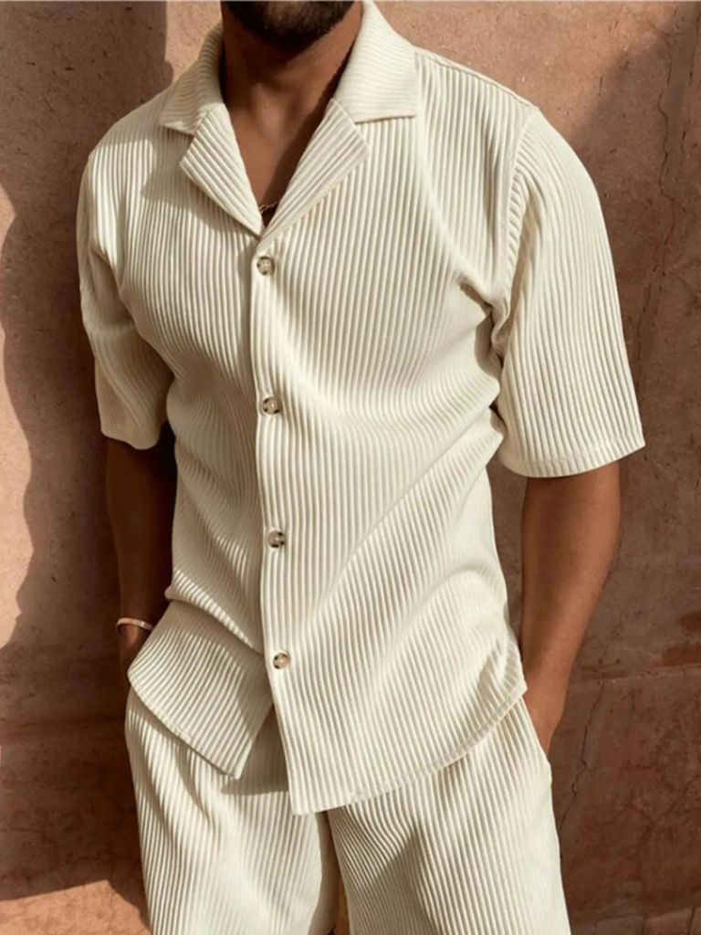 Minimalist Corduroy Set Shorts and Shirt - Covent & Co