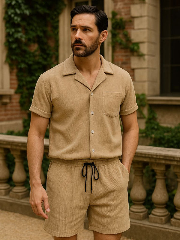 Minimalist Corduroy Set Shorts and Shirt - Covent & Co