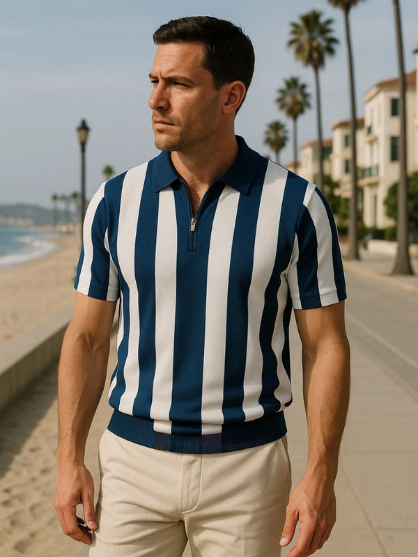 Navy Stripe Polo - Covent & Co