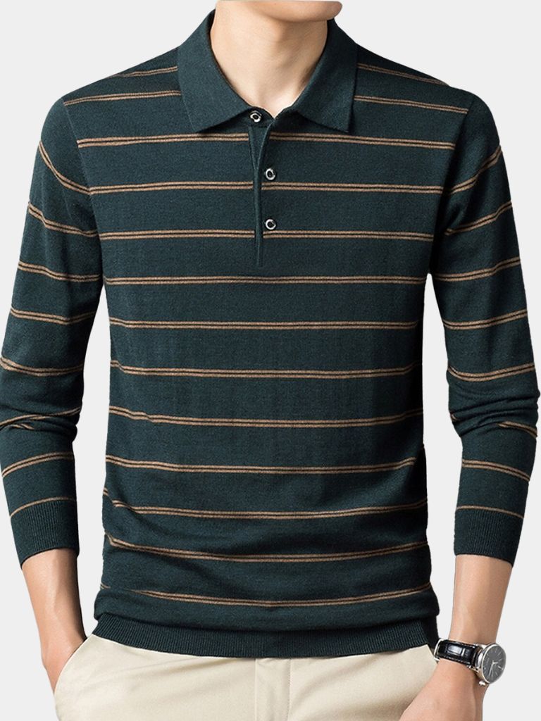 Navy Sunset Striped Polo - Covent & Co