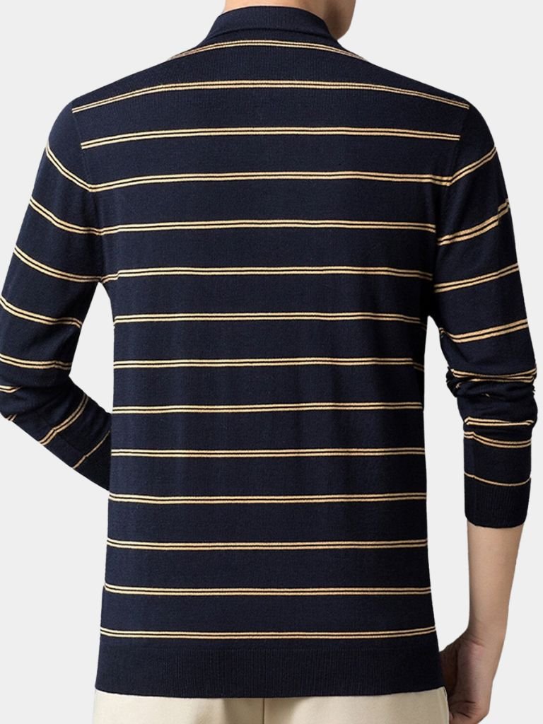 Navy Sunset Striped Polo - Covent & Co