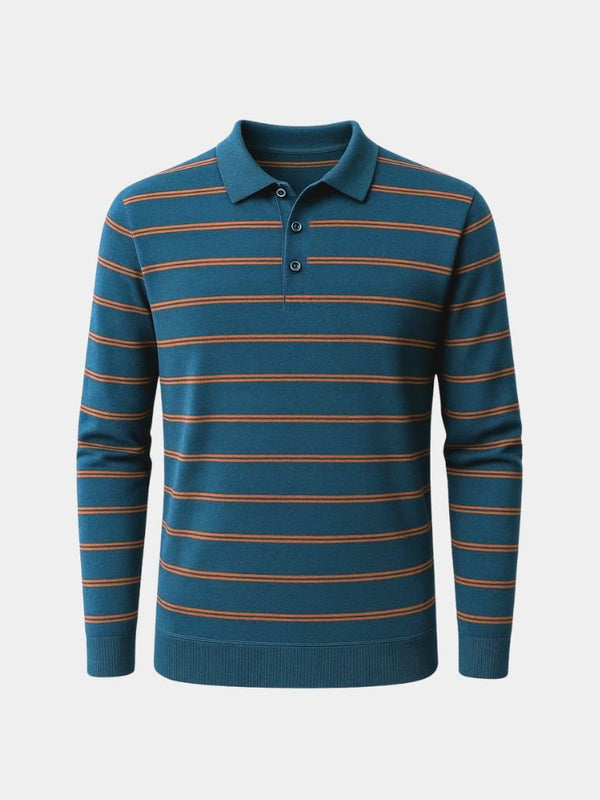 Navy Sunset Striped Polo - Covent & Co