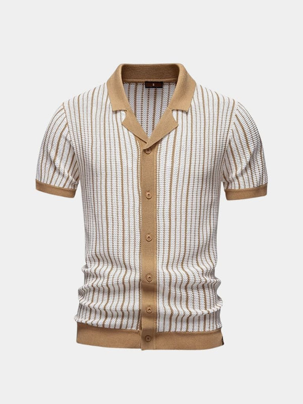 Striped Knit Polo Shirt - Covent & Co
