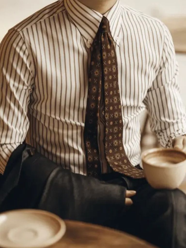 Striped Retro Shirt (Brown) - Covent & Co
