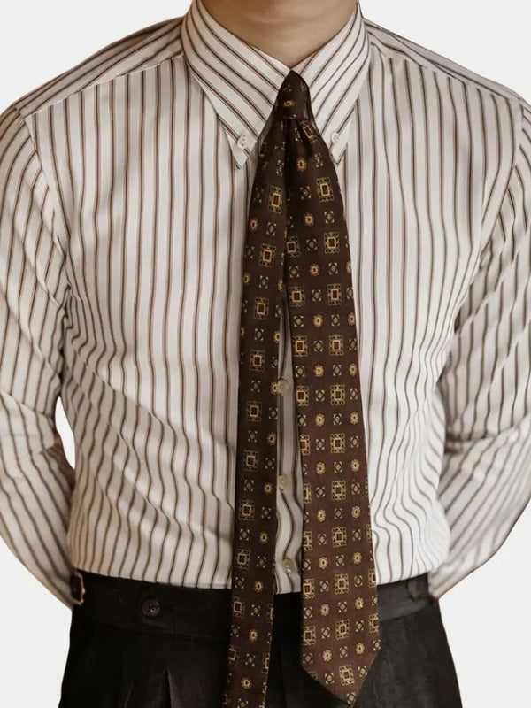 Striped Retro Shirt (Brown) - Covent & Co