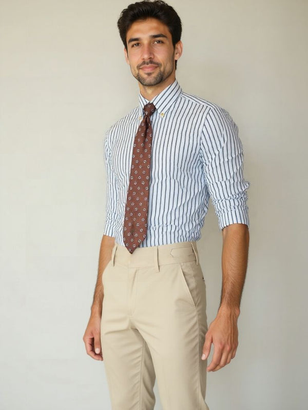 Striped Retro Shirt (Navy) - Covent & Co