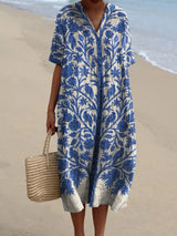 Oréa | Robe bleue brodée